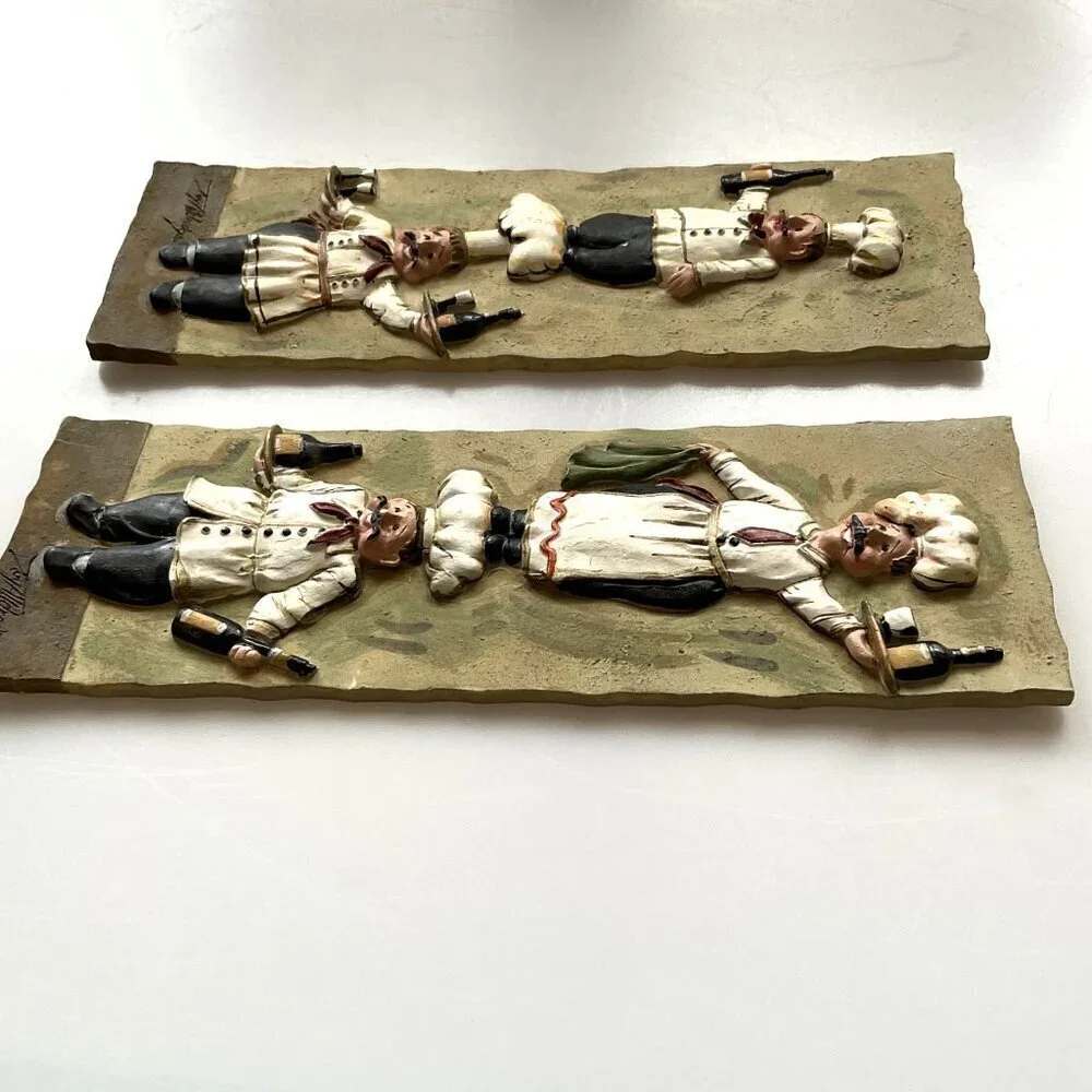 JOY ALLDREDGE ITALIAN CHEF WALL PLAQUES 3D WINE TILES